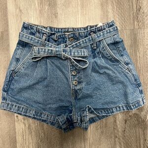 Abercrombie & Fitch High Waisted Tie Jean Shorts w/ Buttons. Size 27 (4)